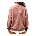 thumbnail image 5 of WULMLEO Womens Sweatshirt Long Sleeve Crew Neck Leopard Sweatshirts Cute Sweaters Fashion Y2k Office Pullover Tops Pink M, 5 of 5