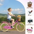 thumbnail image 2 of Kids Bike for Girls Ages 7-10 Years - 20" Children's Bicycle, leather Seat & Handlebars, Basket, Front Hand Brakes, Rear Coaster Brake & Safety Bell, Purple, 2 of 7