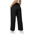 thumbnail image 6 of GUACER Womens Wide Leg Linen Blend Pants High Waist Drawstring Casual Lounge Trousers with Pockets, 6 of 6