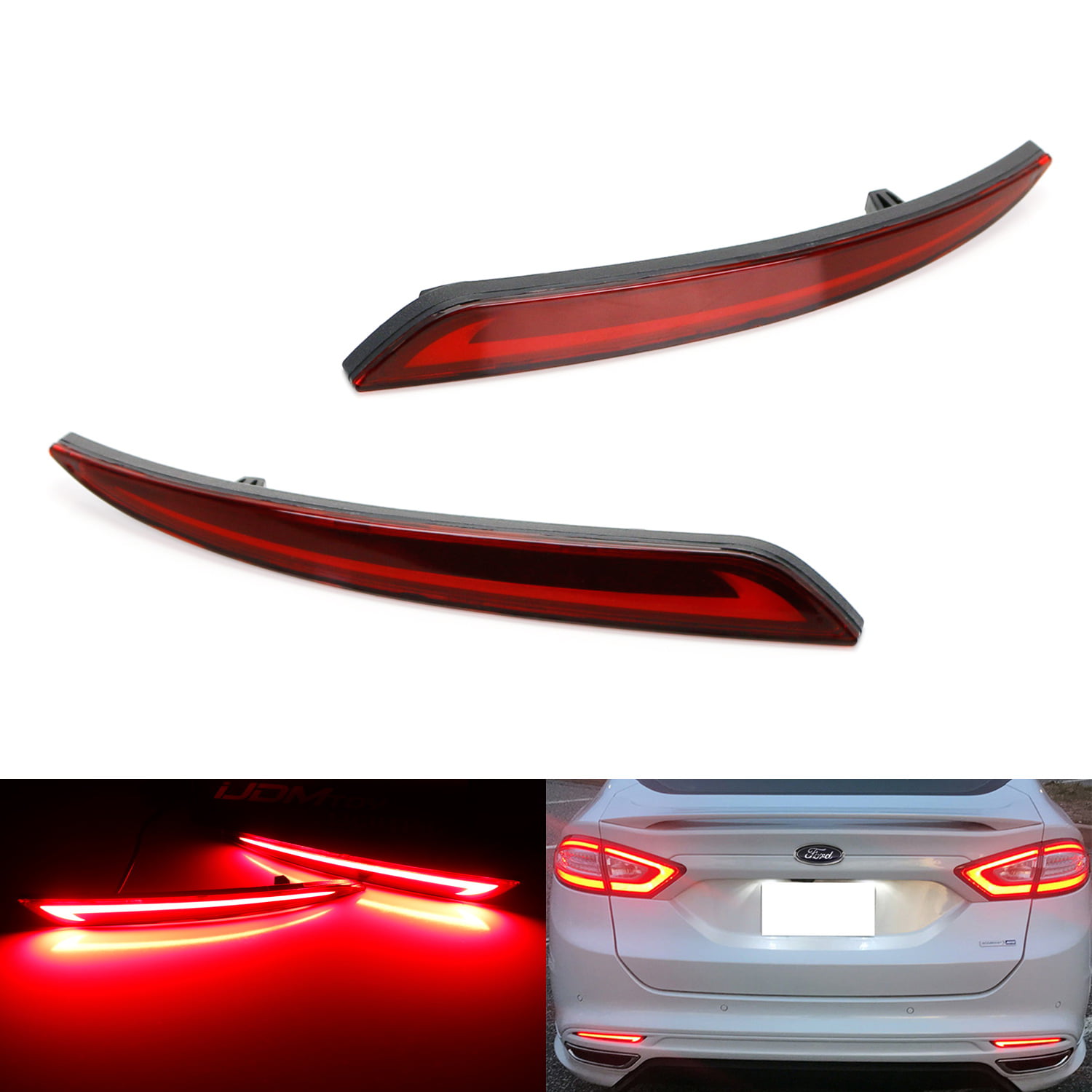 For Ford Fusion 2013 2014 2015 Red lens LED Rear Bumper Reflector Light Lamp 