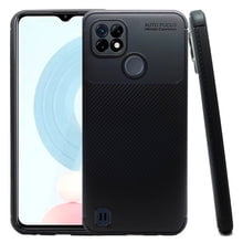 Funda de Silicon Uso Rudo Atti Rugged Carbon Real Me C21 Negro 1pz Mas Mica 9D