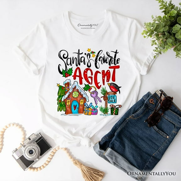 Santa’s Favorite Real Estate Agent T-Shirt, Festive Holiday Christmas Tee
