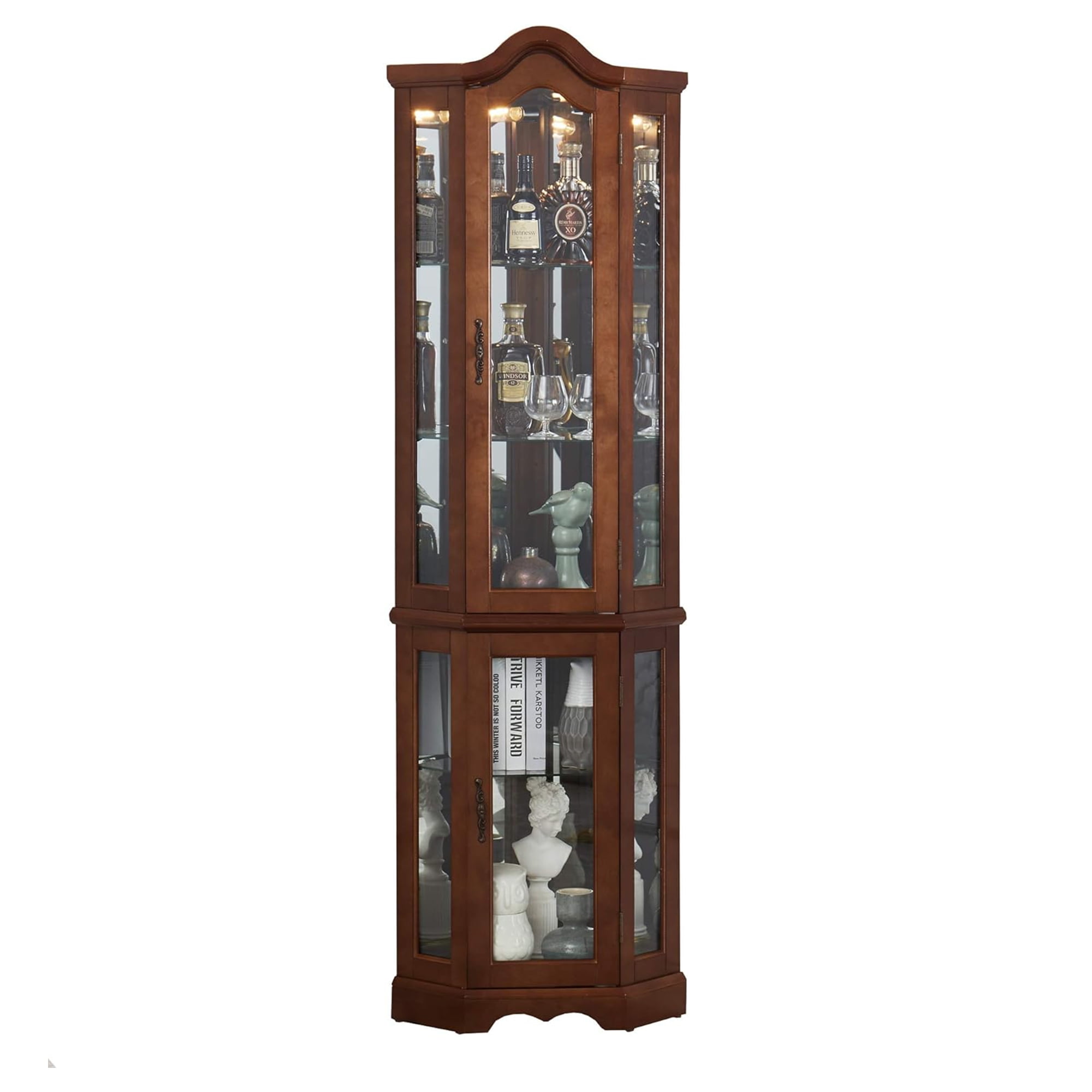 Miniyam 5 Shelf Corner Curio Display Cabinet with Lights