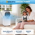 thumbnail image 4 of Garvee 8000 BTU Portable Air Conditioner - Quiet 3-in-1 AC with Dehumidifier Fan, Easy Install for Home Bedroom Dorm, Energy Efficient with Remote Control, 150-200 Sq Ft, 4 of 11