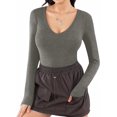 thumbnail image 2 of ORUYROP Combinaison à Manches Courtes et Manches Courtes pour Femme Deep V Neck, 2 of 5