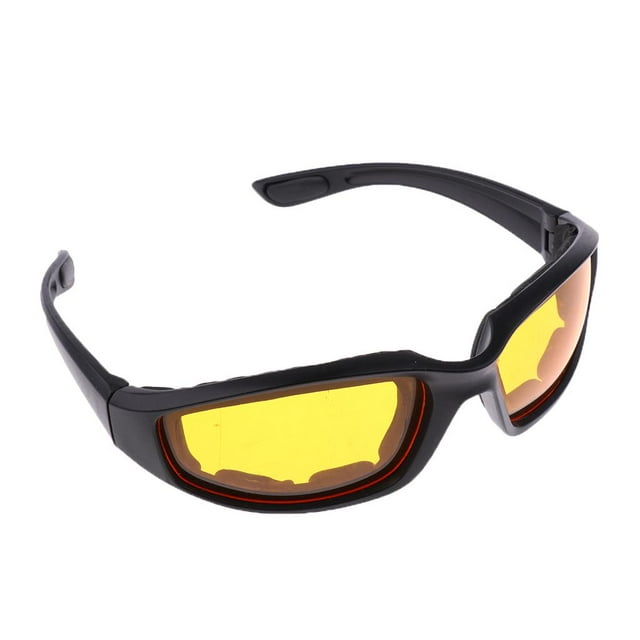 Almencla 1 Pair Padded Motorcycle Goggles Riding Glasses with Yellow Lens for Any Weather