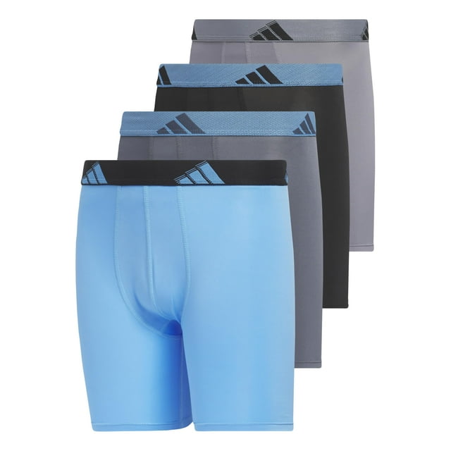 Calzoncillo tipo bóxer adidas de microfibra para niños y jóvenes, paquete de 4 unidades, largo
