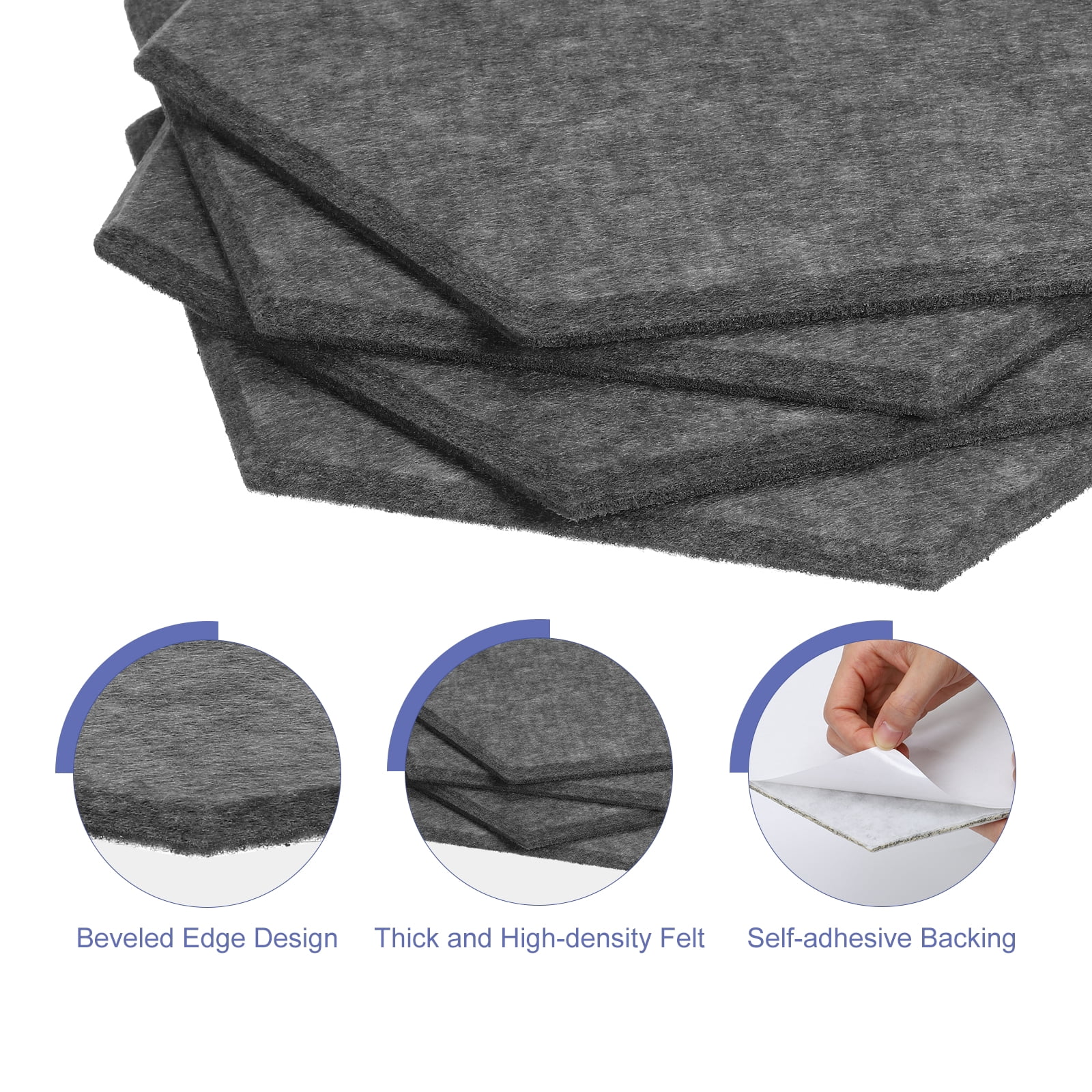 Hexagon Acoustic Panels B1 Fireproof Soundproof Foam Panels with 30 Push Pins(Deep Gray)