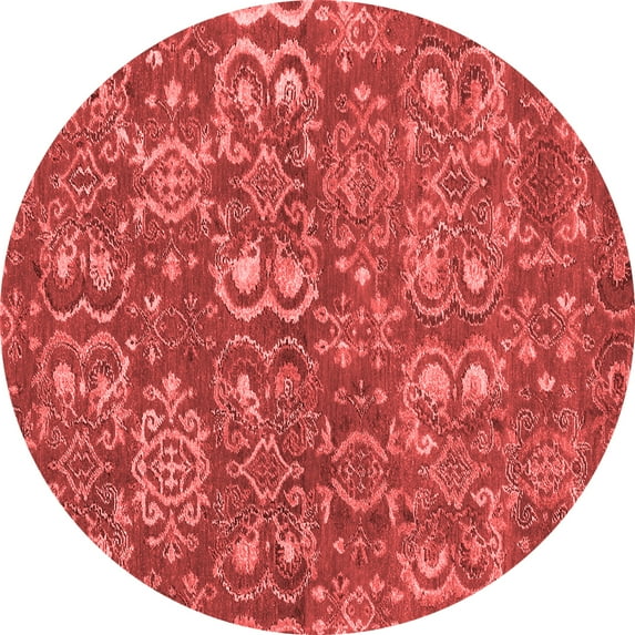 Ahgly Company Indoor Round Abstract Red Contemporary Area Rugs, 8' Round