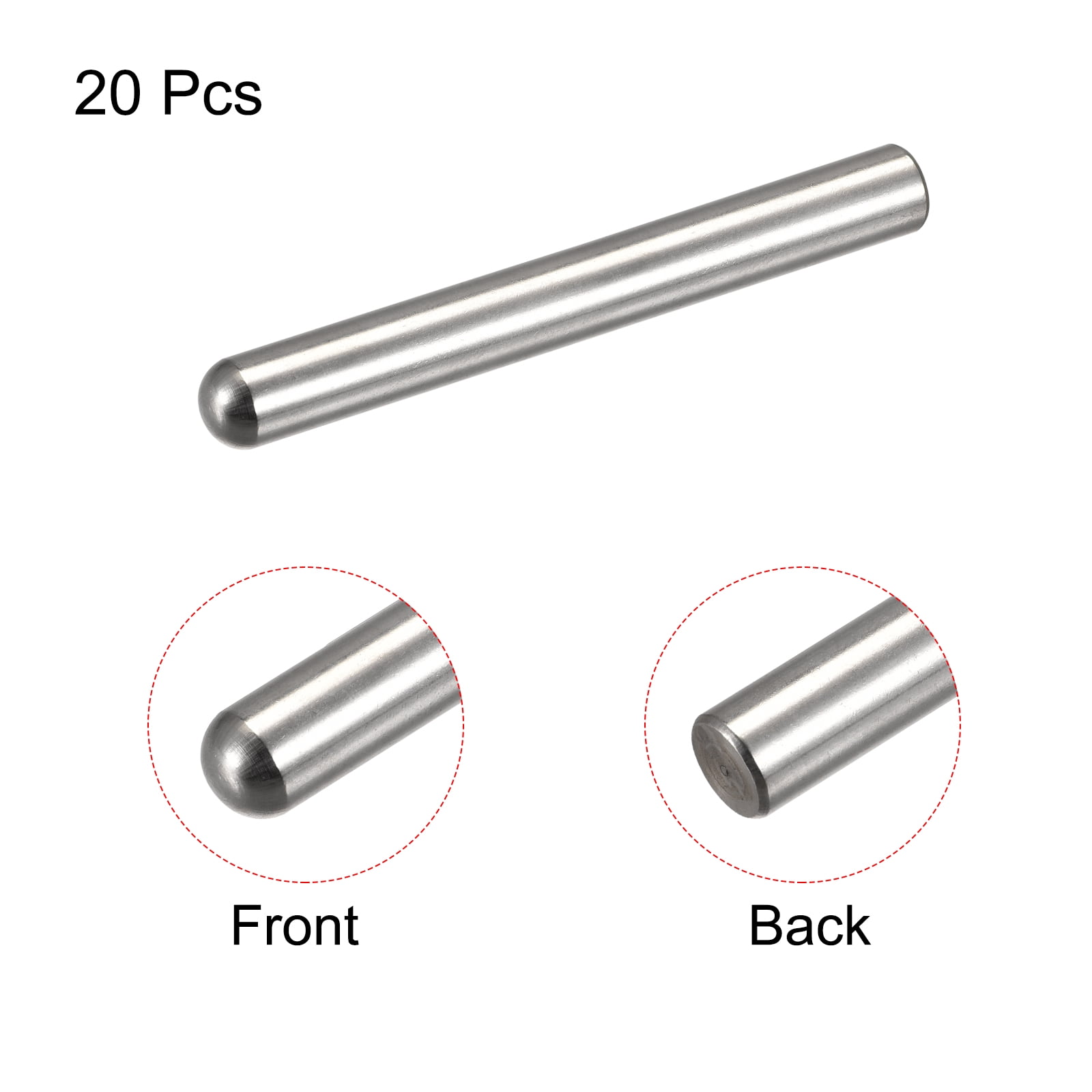 8x70mm Dowel Pins, 20pcs 304 Stainless Steel Round Head Flat Chamfered End Dowel Pin Bunk Bed Pins Shelf Pegs Support Shelves Fasten Elements