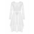 thumbnail image 4 of Zaldita Kids Flower Girl Lace Chiffon Dress Long Sleeve High-Low Hem Junior Bridesmaid Dresses Ivory 10, 4 of 7