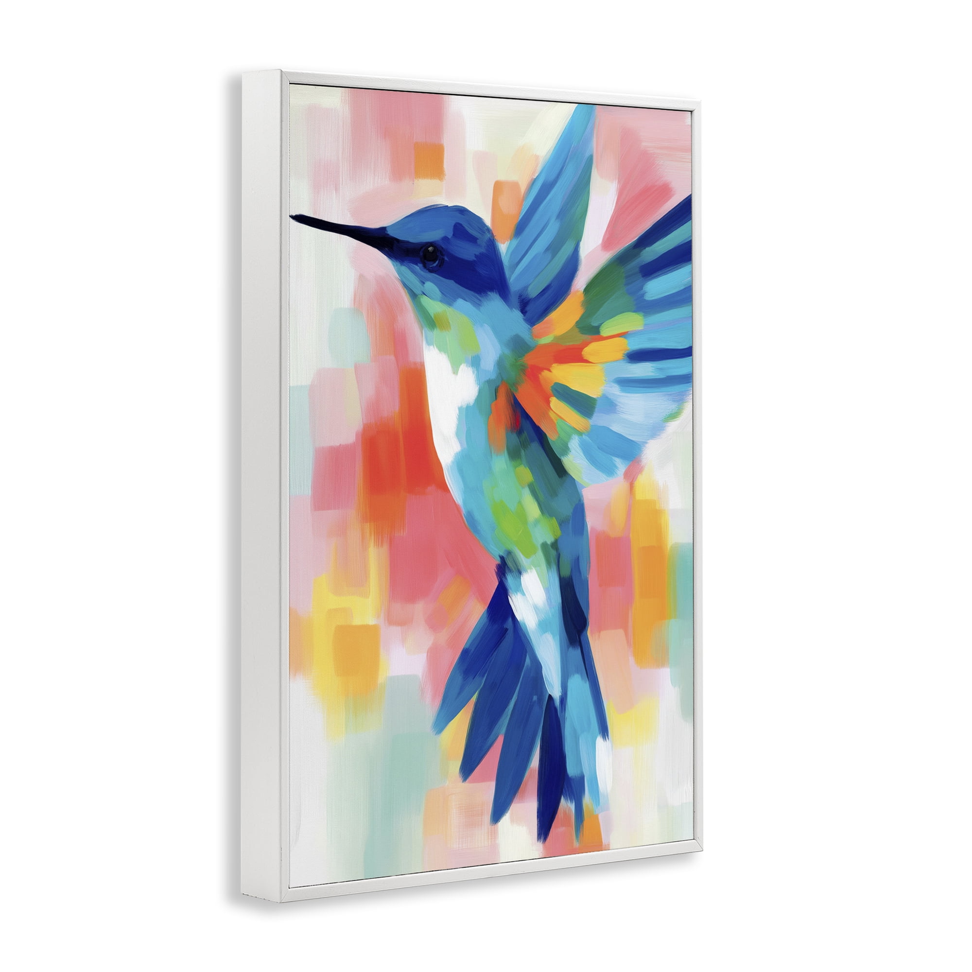 Stupell Industries Blue Hummingbird in Flight White Framed Giclee Art, design by Chromatic Storm Studio