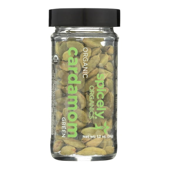 Spicely Organic Cardamom Pods Green Whole 1.20 Ounce Jar Certified Gluten Free