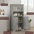 thumbnail image 3 of Litake Bathroom Storage Cabinet, Freestanding Floor Linen Cabinet with Glass Doors & Adjustable Shelves, Kitchen Pantry Storage Cabinet, Standing Cupboard, Storage Cabinet for Living Room, Gray, 3 of 9