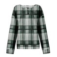 thumbnail image 4 of Women's Casual Shirts Long Sleeve Tops Button Up V Neck Loose Knit Fall Favorites For Women with Large Plaid Print Waffle Henley Shirt, Autumn Winter Fashion Comfortable Blouse,Dark Green,L, 4 of 7
