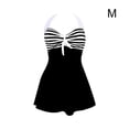 thumbnail image 3 of Qarigey Vestido de baño sin espalda para mujer, traje de baño para niña, traje de baño a la moda para mujer, traje de baño para tomar el Vestidos  raya blanca negra M, 3 of 6