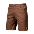 thumbnail image 7 of Summer new cotton casual shorts men's straight slim fit five-quarter pants large size solid color men's wear-khaki-32, 7 of 7