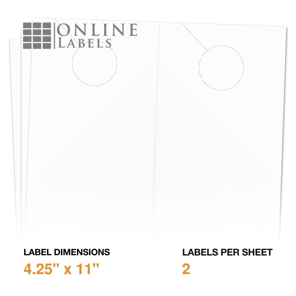 Online Labels - Door Hangers - 4.25" x 11" - Cardstock - Inkjet/Laser Printer (100 Sheet Pack)