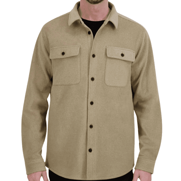 Kirkland Signature Men's Shirt Jacket Heavyweight 2-Way Stretch, Tan, XXL