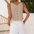 thumbnail image 5 of Women's Linen Shirts Dressy Tops Summer Crop Tank Tops Sleeveless Blouse Work Shirts Khaki M, 5 of 5