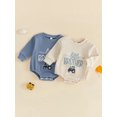 thumbnail image 3 of Miaouyo Baby Boy Romper, Long Sleeve Crew Neck Embroidery Letters Fall Bodysuit, 3 of 9