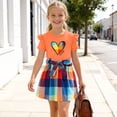 thumbnail image 6 of ITSAME Girls Summer Outfits 2-Piece Ruffled Short Sleeve Top and Plaid Print Skirt Kids Fashion Casual Set Orange Size 7-8Y, 6 of 8