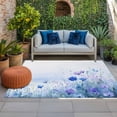 thumbnail image 3 of 5' x 8' Outdoor Rug, Blue Flower Outdoor Washable Rug Large Floor Carpet, Modern Pastoral Watercolor Oil Painting Non Shedding Area Rug for Outside Patio RV Porch Deck Balcony Camping Living Room, 3 of 9