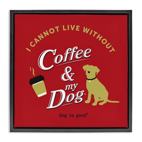 Stupell Industries Traditional Black Floating Frame Canvas Art, 18 x 18, by Dog Is Good