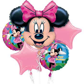 Heart Party Bouquet - Minnie Mouse Mylar Balloon Bouquet (each) - Party Supplies