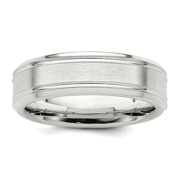 925 Sterling Silver Polished Flat Band 6mm Brushed Fancy Band Ring Size 10 Ring for Women and Men