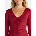 thumbnail image 4 of Madden NYC Women's Ruched Sculpting Bodysuit with Long Sleeves, Sizes XXS-XXL, 4 of 5