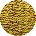 thumbnail image 1 of Ahgly Company Machine Washable Indoor Round Abstract Yellow Modern Area Rugs, 8' Round, 1 of 4