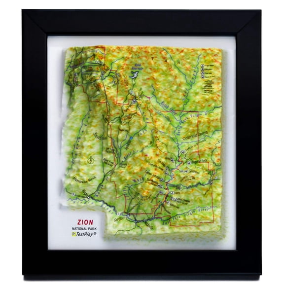 Zion National Park 3D Raised Relief Map