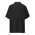 thumbnail image 4 of QLEICOM Womens Button Down V Neck Shirts Short Sleeve Blouse Roll Up Cuffed Sleeve Casual Work Plain Tops Summer Comfort Cotton and Linen Top Tee Shirts Pullover Blouses Black M, 4 of 7