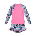 thumbnail image 4 of REDARER Girls Tree Print Two Piece Swimsuit Long Sleeve Rash Guard Top & Shorts Set,9-10 Years, 4 of 4