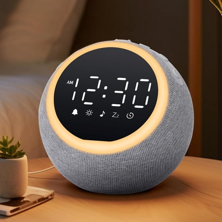 Smart Alarm Clock for Bedrooms, Digital Alarm Clock with White Noise Hatch Sound Machine, 25 Sounds, Night Light, Snooze, Sleep Timer, Adjustable Volume for Kids, Adults,Teens, Heavy Sleepers