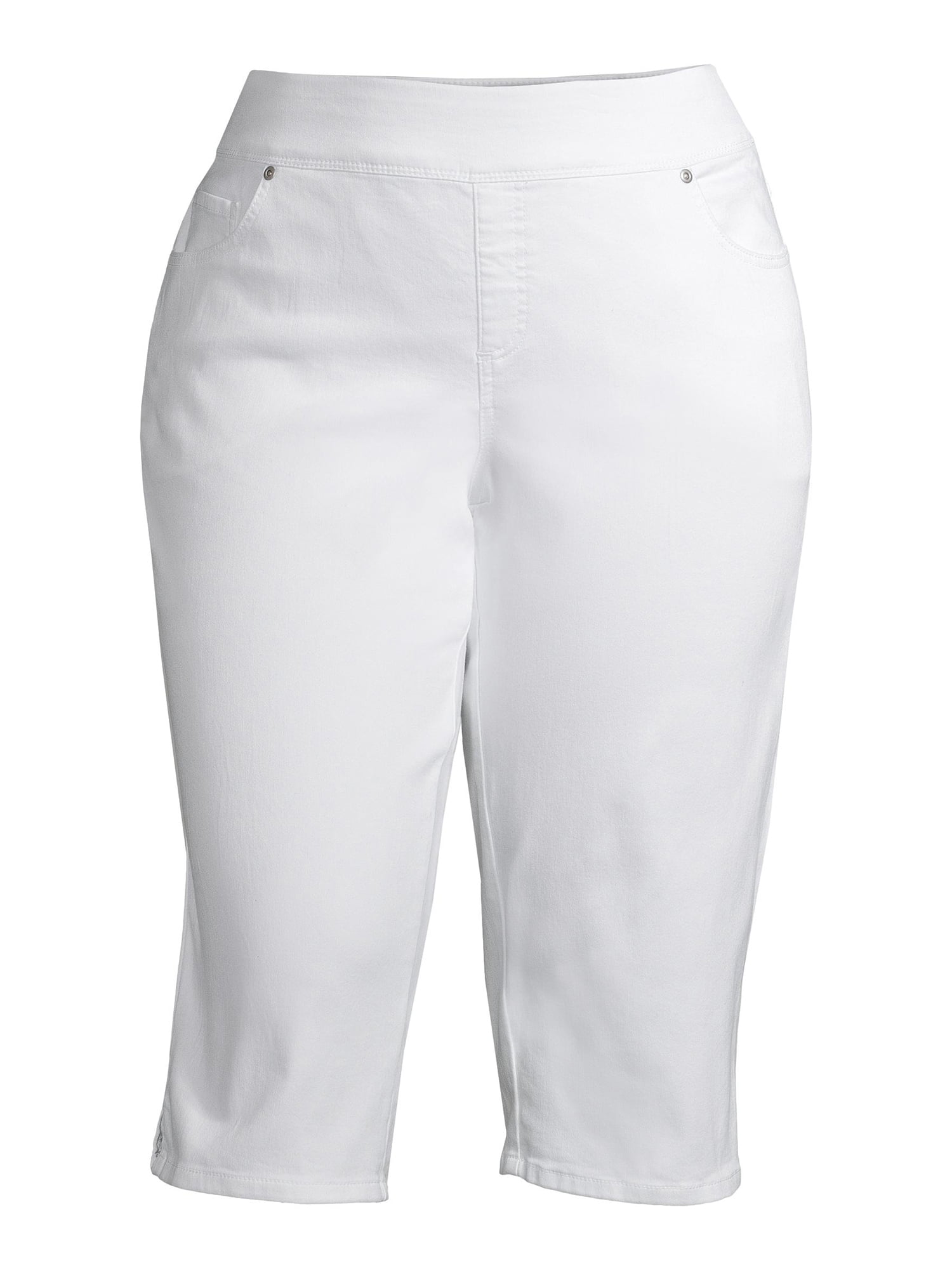 Roaman's Women's Plus Size Scallop-hem Essential Stretch Capri - 14/16,  White : Target