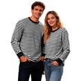 thumbnail image 3 of ZUKMRJPC Men's Casual Striped Shirts Long Sleeve Crewneck Basic T-Shirts Loose Fit Soft Comfort Spring Summer Work Athletic Tee Tops, 3 of 5
