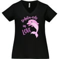 thumbnail image 3 of Inktastic Dolphin-itely in Love- Cute Pink Dolphin Women's Plus Size V-Neck T-Shirt, 3 of 5