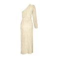 thumbnail image 4 of TSADFHJI Jupes en Jean pour Femmes Mini Robe de Soirée Aguichant à une Épaule Fendue L Beige, 4 of 9