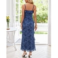 thumbnail image 6 of Merokeety Womens Summer Dresses Floral Spaghetti Deep V Neck Backless Asymmetric Maxi Dress Dustyblue xl, 6 of 9