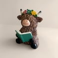 thumbnail image 6 of Highland Cow Decorative Figurine Desktop Ornament, Reading Cow Statue For Tabletop Decoration, Home Office Accent Piece, Unique Animal Decor For Teens S, 6 of 7