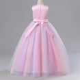 thumbnail image 4 of IDOPIP Sequin Flower Girl Lace Dress for Kids Wedding Pageant Formal Party Long Gown Princess Communion Tulle Dresses 7-8 Years Pink Gradient, 4 of 10
