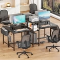 thumbnail image 2 of 2 Person Gaming Desk with LED Lights, 71 Inch Computer Desk with Power Outlets and Monitor Stand, Double Desk with Storage Bag and Headphone Hooks, Study Writing Table for Home Office, Black, 2 of 8