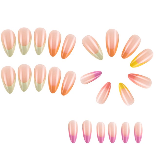 24 piezas de uñas postizas ovaladas cortas de tamaño mediano para mujeres Nail Art