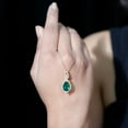 thumbnail image 6 of Rosec Jewels Pear Shape Lab Grown Emerald Pendant with Diamond for Women - 12X8 mm, 10K Yellow Gold, 6 of 8
