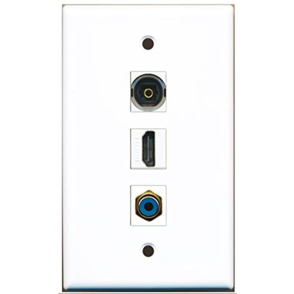 RiteAV - 1 Port HDMI 1 RCA Blue 1 Toslink Wall Plate