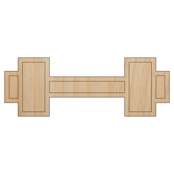 Dumbbell Barbell Weight Lifting Outline Wood Shape Unfinished Piece Cutout Craft DIY Projects - 4.70 Inch Size - 1/8 Inch Thick