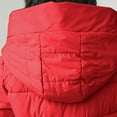 thumbnail image 5 of TFEOQRY Women's Cotton Parkas Padded Coats Casual Solid Color Knee Hooded Long Sleeve Thermal Cotton Jacket Red, 5 of 9