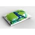 thumbnail image 2 of Ambesonne Sports Pillow Sham 2 Pack, Cricket Player Pitching, 30"x20", Lime Green Turquoise, 2 of 3